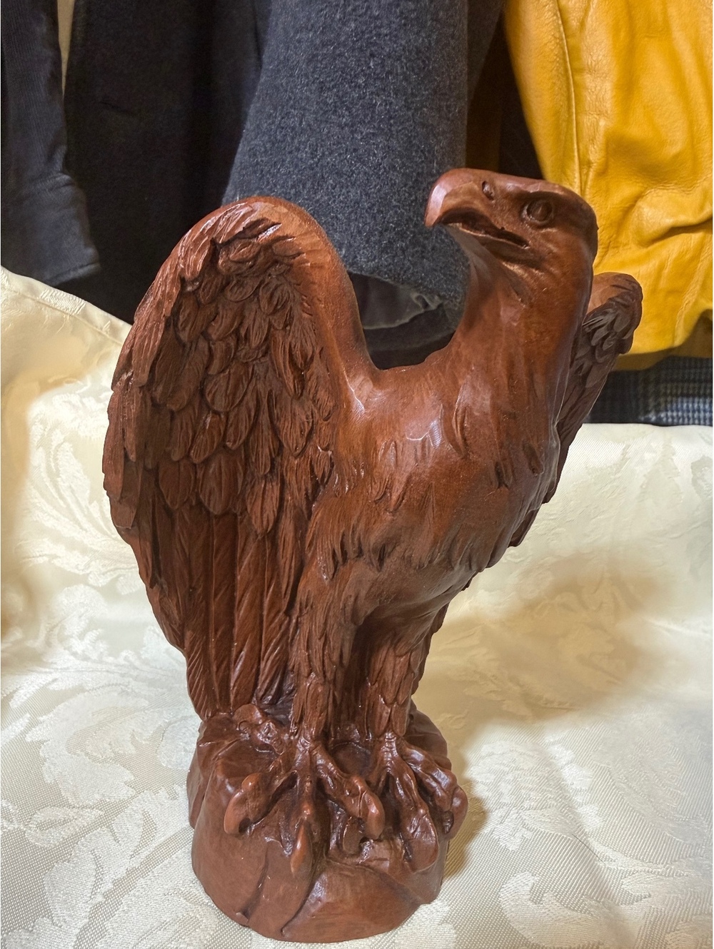 Vintage 1991 Red Mill Mfg Eagle Statue #411 Crushed Pecan Resin Handcrafted USA